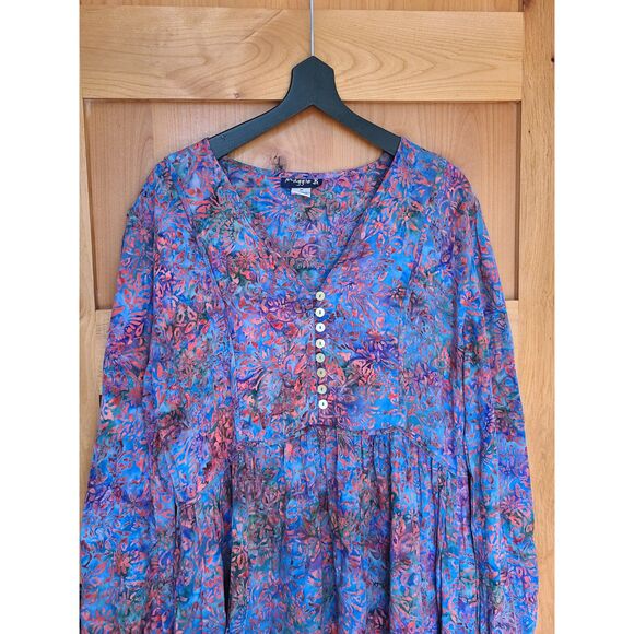 Maggie B Batik Colorful Long Sleeve MEDIUM Dress Dopamine Dressing Bright M - Picture 3 of 5